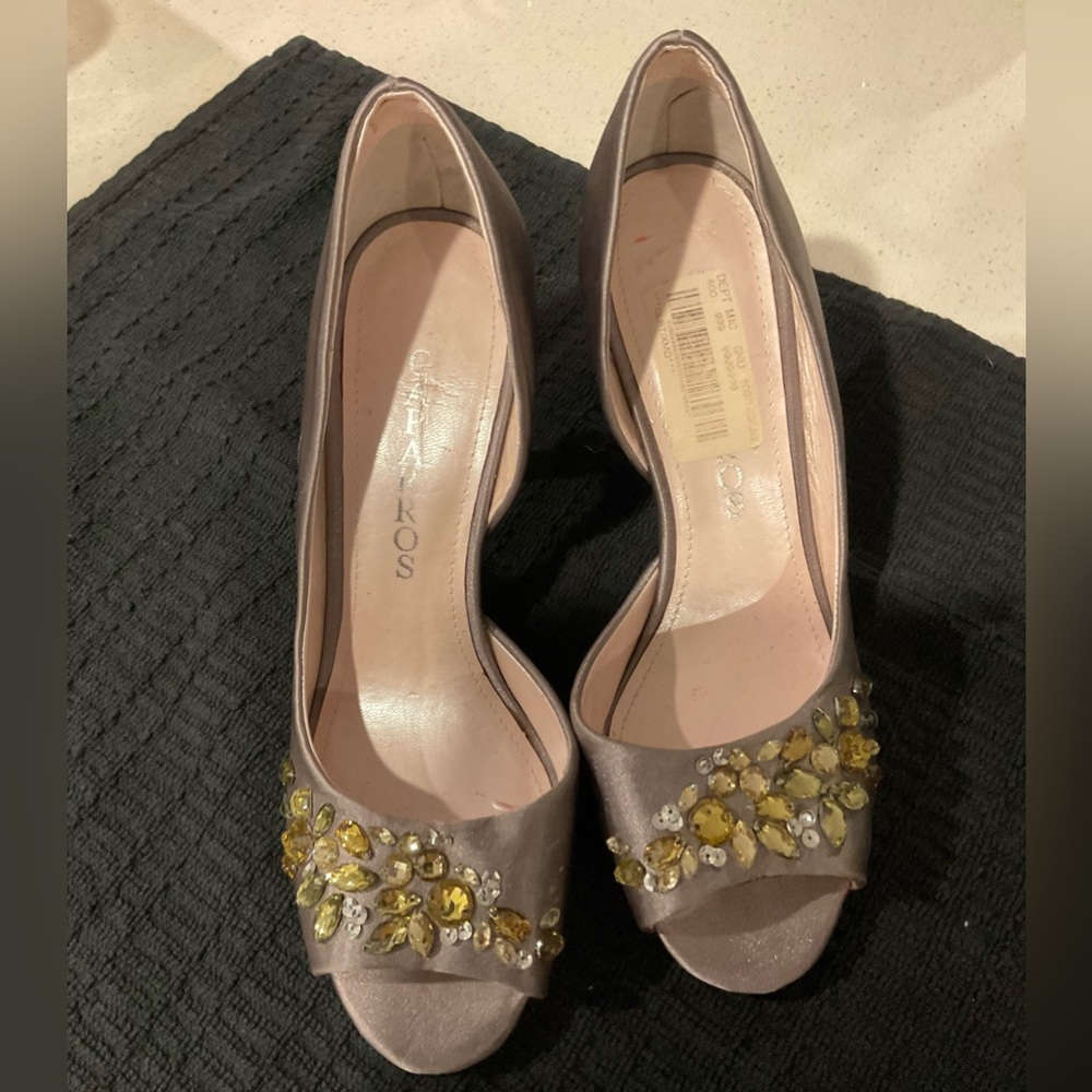 Caparros Purple Heels with Gold Embellishments